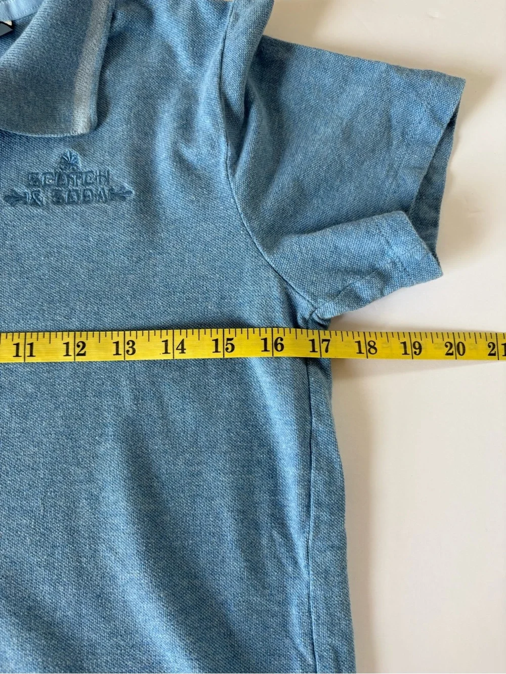 Scotch&Soda Heather Blue Pique Polo Shirt Boys L Preppy Academia Occasion Logo